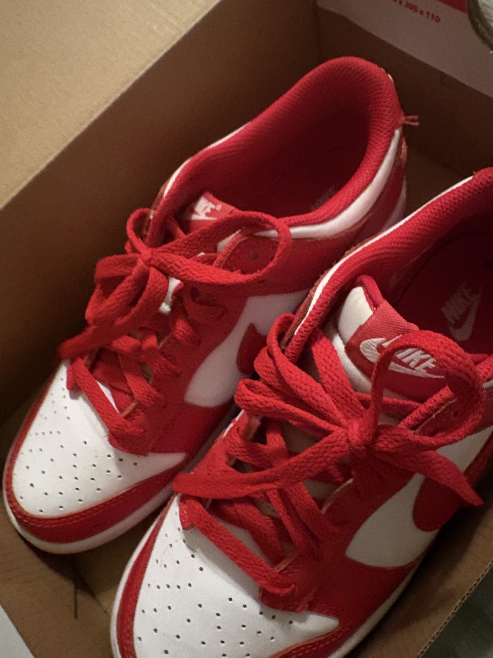 Nike Dunk Kids' Low-Top Sneakers - Red/White Sz 6.5Y